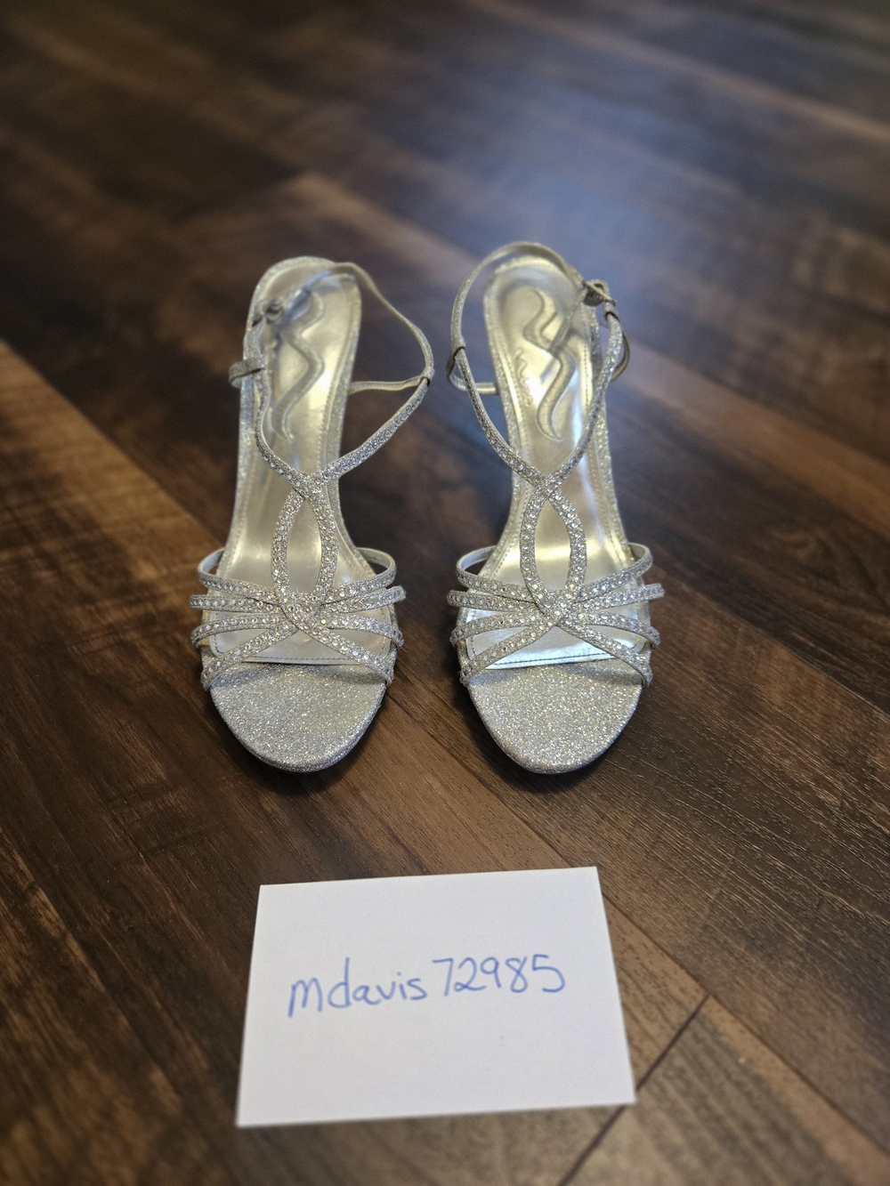 Nina Silver Glitter Strappy Heels